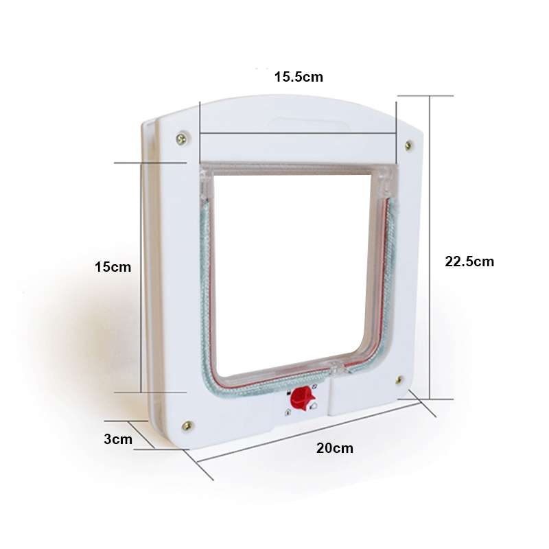 Cat / Small-scale Dog Friendly Transparent Flap, Universal 4 Way Locking(White)