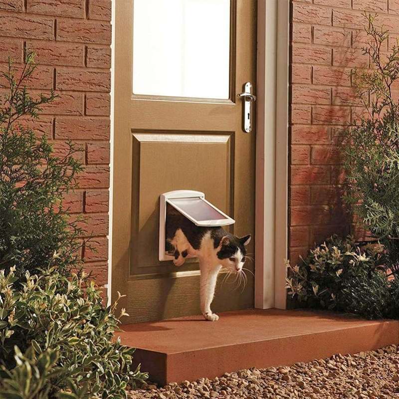 Cat / Small-scale Dog Friendly Transparent Flap, Universal 4 Way Locking(White)