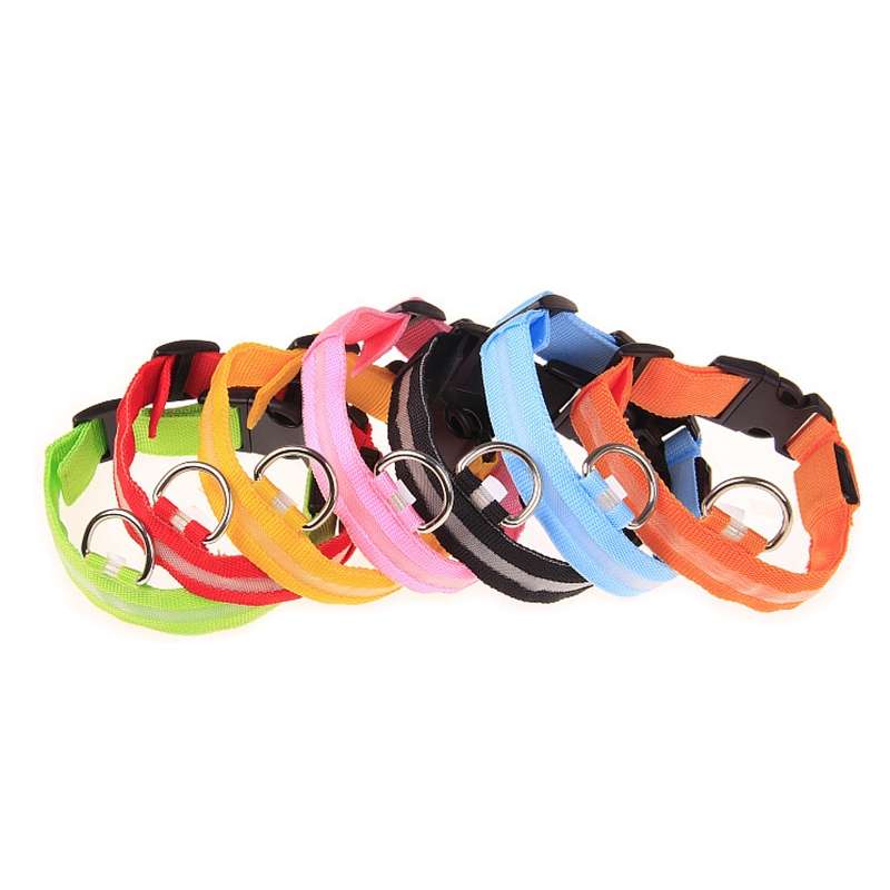 Adjustable 3-Mode LED Flashing Dog Collar, Size: M (Random Color Delivery)