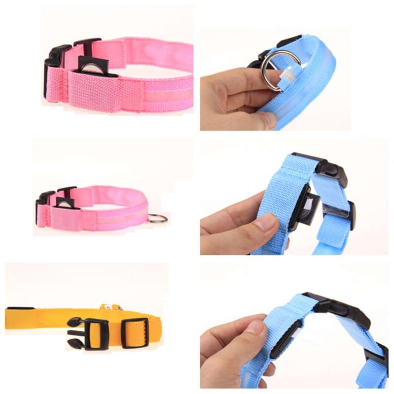 Adjustable 3-Mode LED Flashing Dog Collar, Size: M (Random Color Delivery)