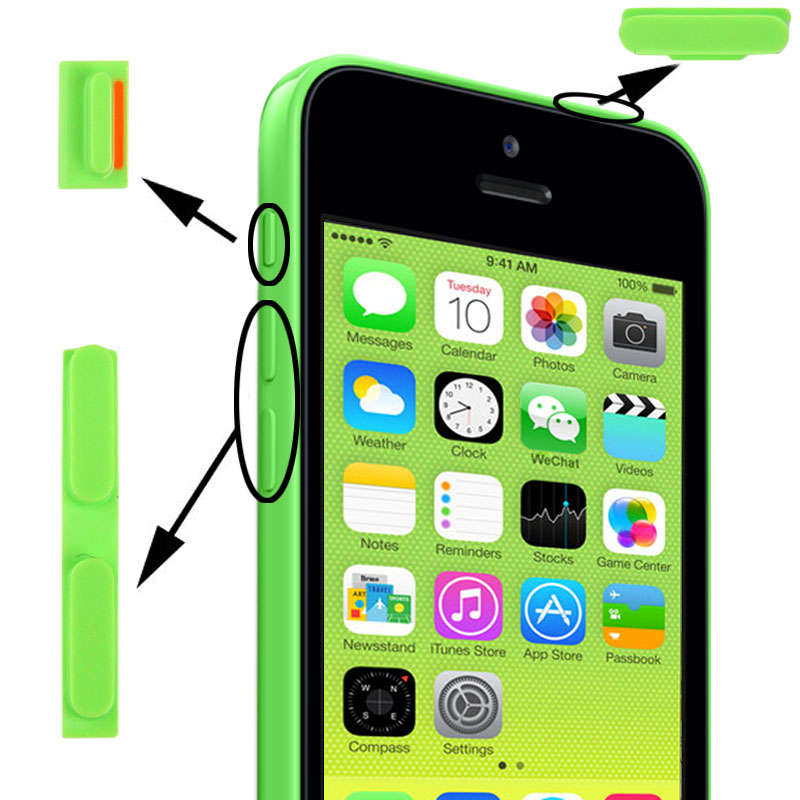 3 in 1 Mute Button + Power Button + Volume Button for iPhone 5C(Blue)