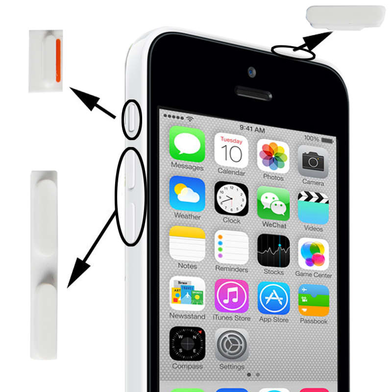 3 in 1 Mute Button + Power Button + Volume Button for iPhone 5C(Blue)