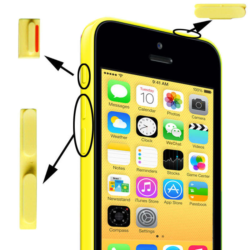 3 in 1 Mute Button + Power Button + Volume Button for iPhone 5C(Blue)