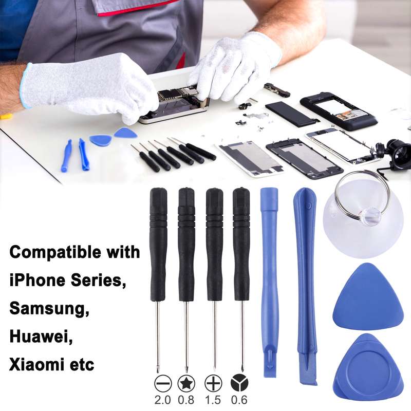 10 in 1 Repair Kits (4 x Screwdriver + 2 x Teardown Rods + 1 x Chuck + 2 x Triangle on Thick Slices