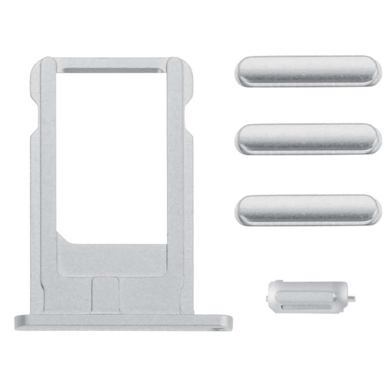 Card Tray & Volume Control Key & Screen Lock Key & Mute Switch Vibrator Key Kit for iPhone 6(Silver