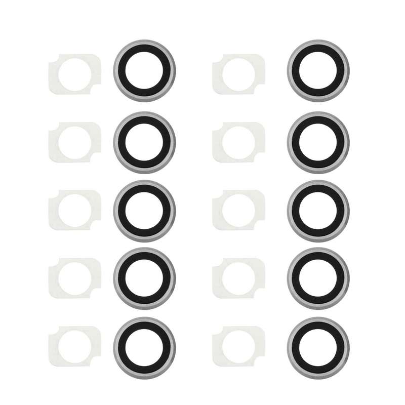 10 Pairs / Set Rear Camera Lens Ring + Flashlight Bracker for iPhone 6 Plus & 6s Plus(Silver)