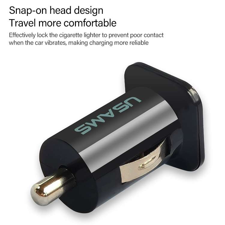 USAMS High Performance 2.1A + 1A Dual USB Port Car Charger for iPad Air 2 & Air & 4, iPhone 6 & 6 Pl