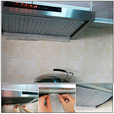 45 x 60cm Kitchen Exhaust Fan Air Filter Oil Smoke Dust Filter with Magic Tape(White)