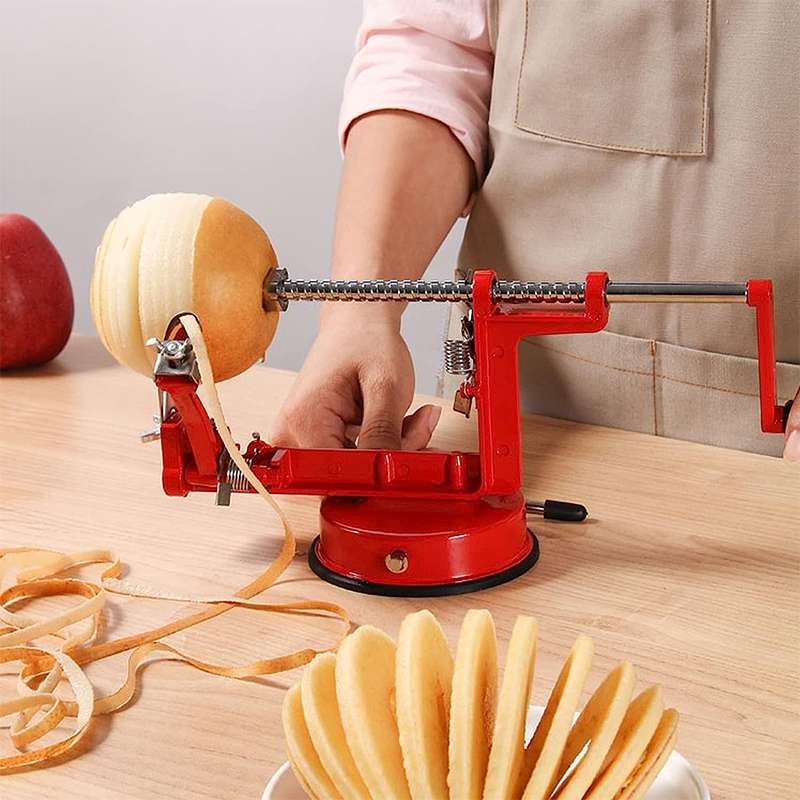 3 in 1 Multi-functional Fruit Peeling Slicing Stoning Peeler Machine(Red)