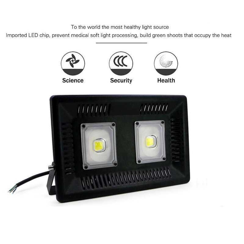 100W Waterproof LED Floodlight Lamp, 2 x 48 LED SMD 2835, Luminous Flux: > 8000LM, PF > 0.9, RA > 80