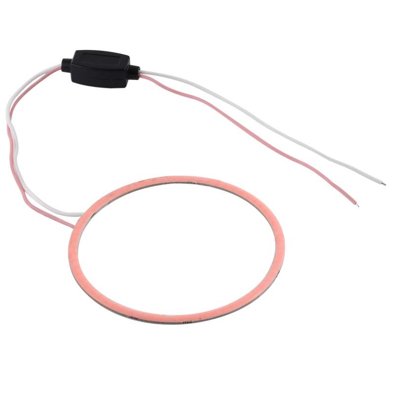 90mm 5W 180LM Angel Eyes Circles Car Headlight COB LED Lights for Vehicles, DC 12-24V(Pink Light)
