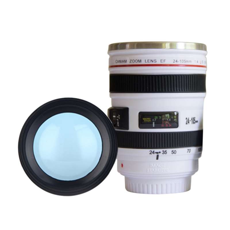 400ML Camera Lens Cup Mug Caniam EF 24-105mm F4 Filter Cup for Coffee Milk Water as Gift(Black)