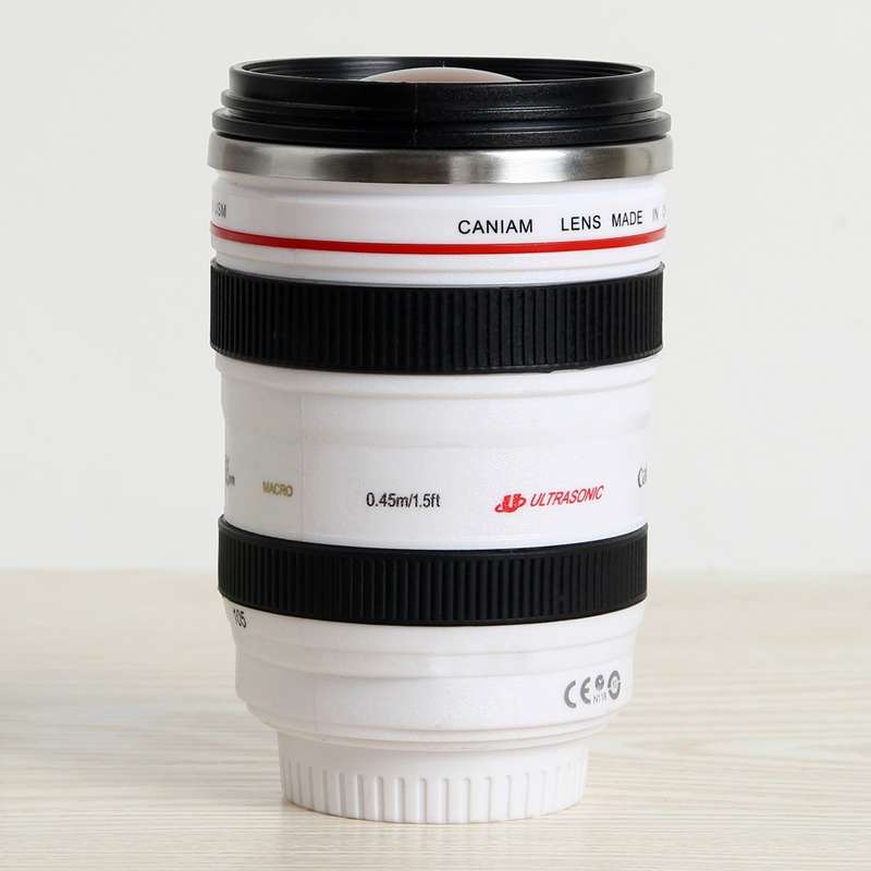 400ML Camera Lens Cup Mug Caniam EF 24-105mm F4 Filter Cup for Coffee Milk Water as Gift(Black)