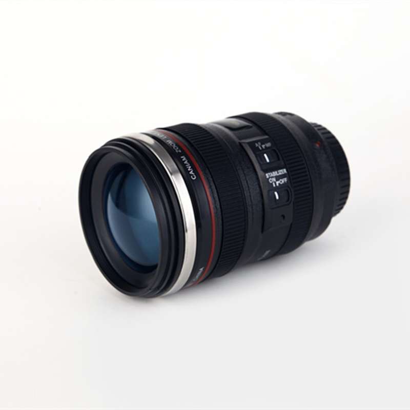 400ML Camera Lens Cup Mug Caniam EF 24-105mm F4 Filter Cup for Coffee Milk Water as Gift(Black)