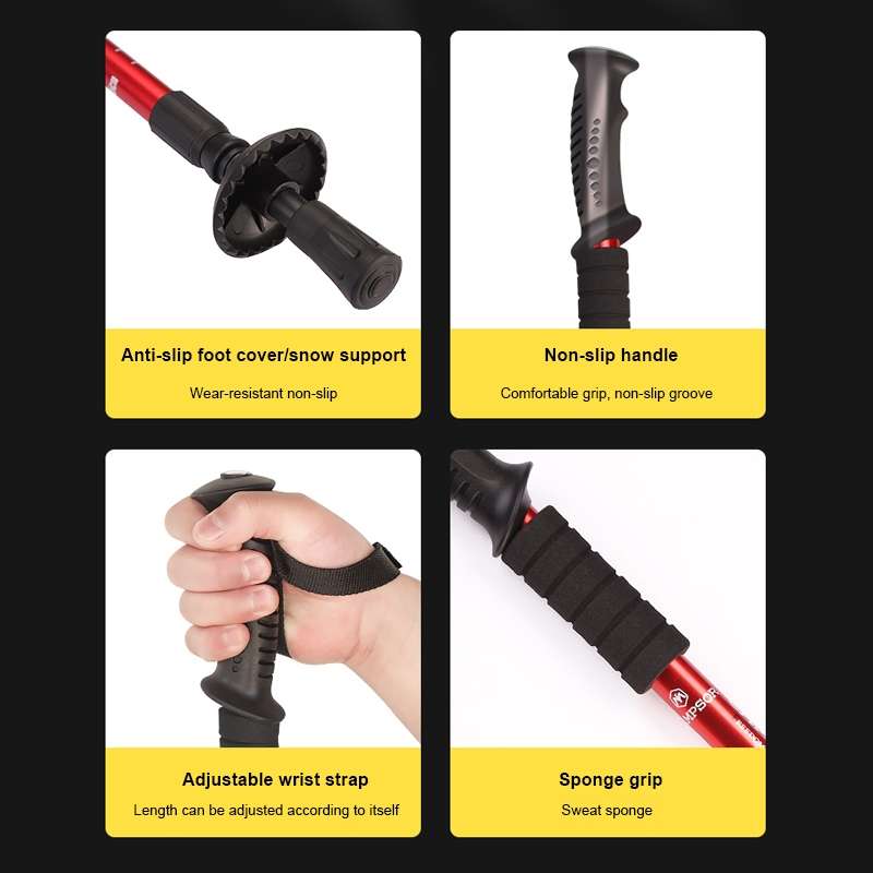 Folding Adjustable Crutch / Walking Stick with Compass, Height: 0.5-1.1m (Random Color Delivery)