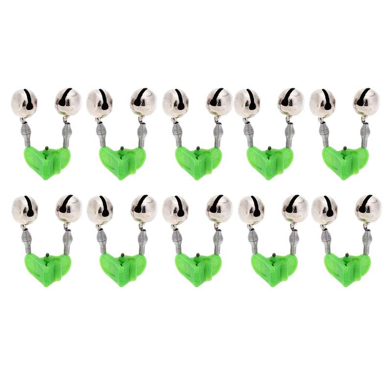 10 PCS Fishing Accessory Twin Bells Clip On Fishing Rod Fishing Bait Alarm, Random Color Delivery
