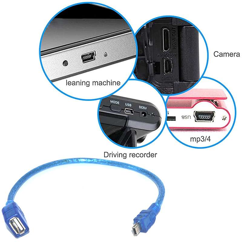 Mini 5-pin USB to USB 2.0 AF OTG Adapter Cable, Length: 12cm(Black)