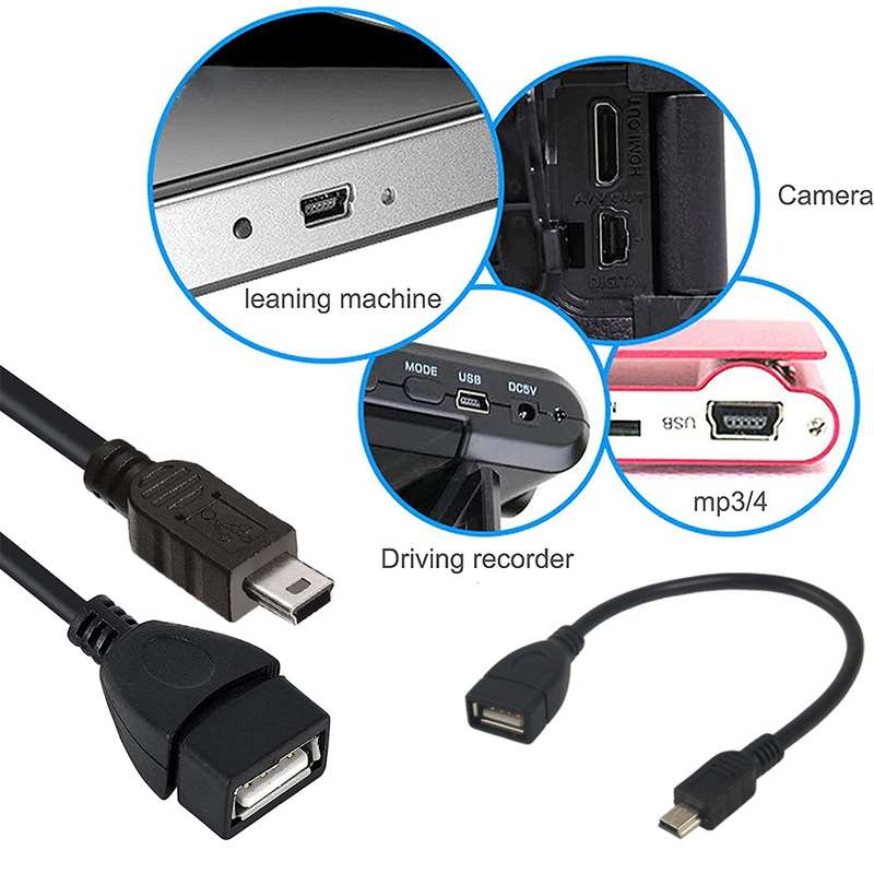 Mini 5-pin USB to USB 2.0 AF OTG Adapter Cable, Length: 12cm(Black)