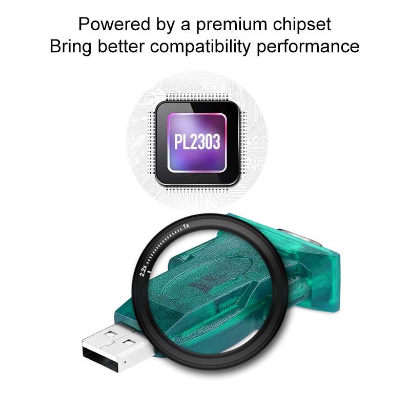 USB 2.0 to RS232 Serial Port DB9 9Pin Male Cable Converter Adapter(Green)
