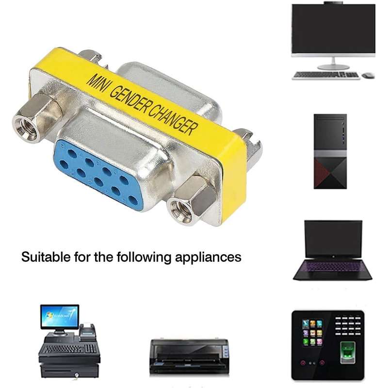 Serial RS232 DB9 9 Pin Male to Male Adapter Converter(White)