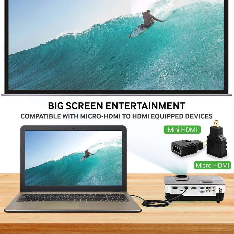 3 in 1 Full HD 1080P HDMI Cable Adaptor Kit (1.5m HDMI Cable + HDMI to Mini HDMI Adaptor + HDMI to M