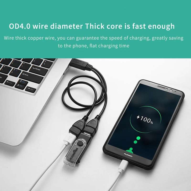 USB 2.0 Male to 2 Dual USB Female Jack Adapter Cable for Computer / Laptop, Length: About 30cm(Black