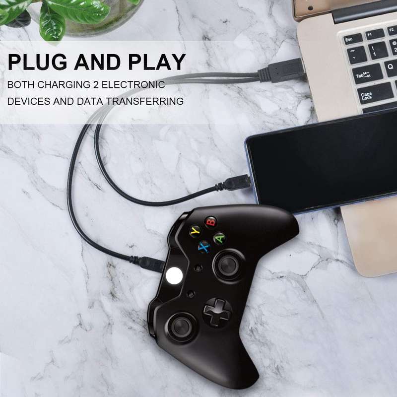 USB 2.0 Male to 2 Micro USB Male Cable, Length: About 30cm