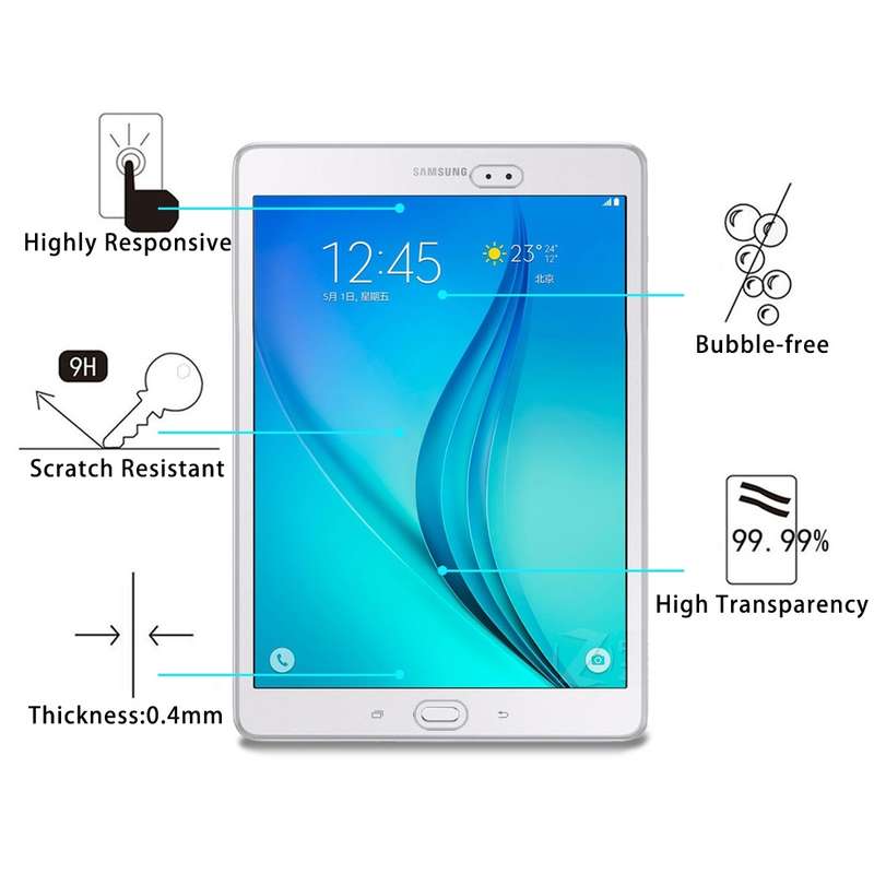 For Galaxy Tab A 9.7 / T550 / T555 0.4mm 9H+ Surface Hardness 2.5D Explosion-proof Tempered Glass Fi
