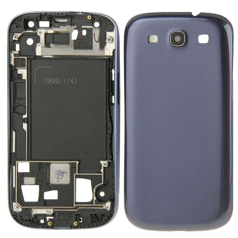 For Galaxy S III / i747 Full Housing LCD Frame Bezel Plate + Back Cover (Blue)