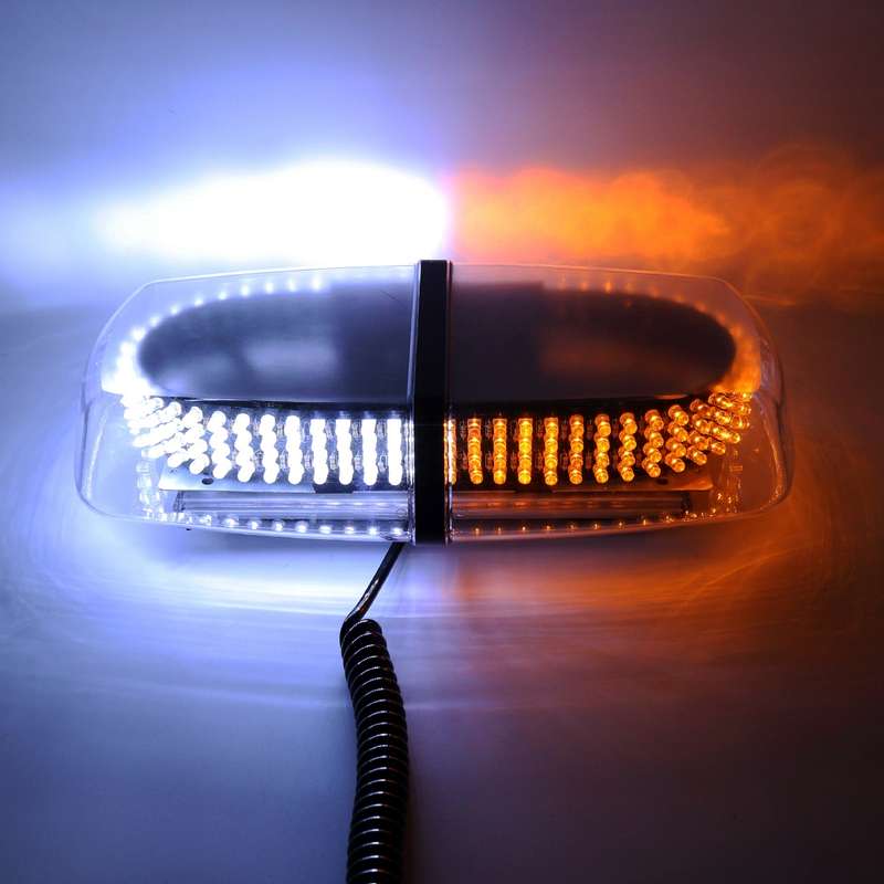 25W 240 LED Vehicle Roof Top Emergency Hazard Warning Strobe Light, Yellow and White Light