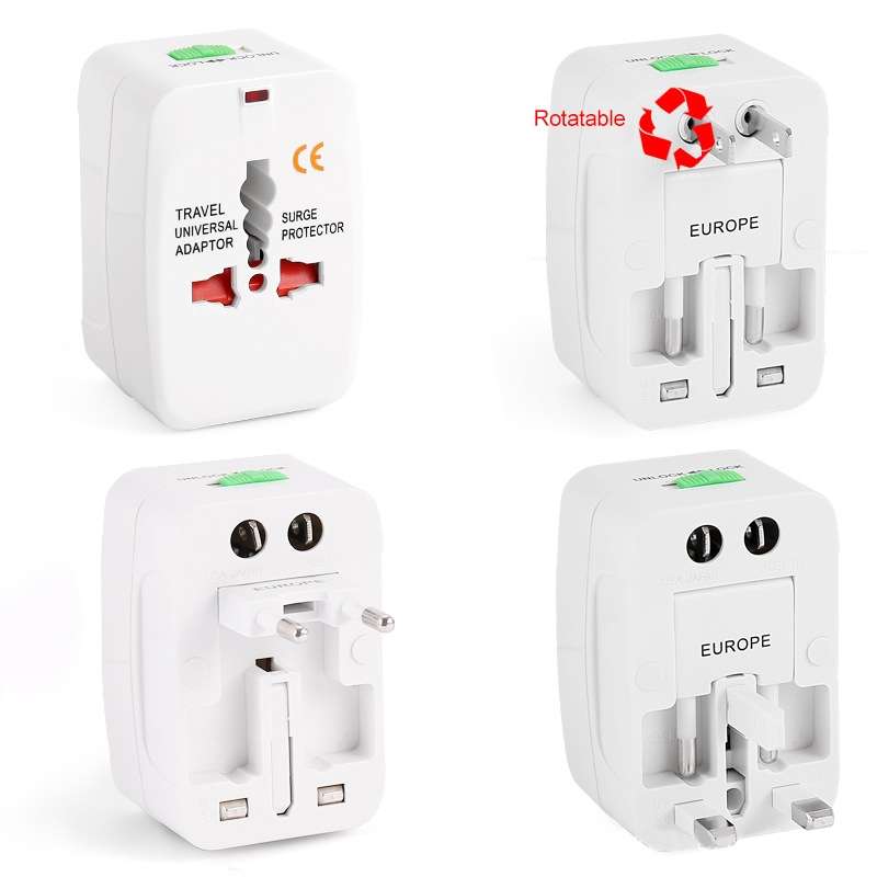 All in 1 (EU + AU + UK + US Plug) World Universal Travel Adaptor(White)
