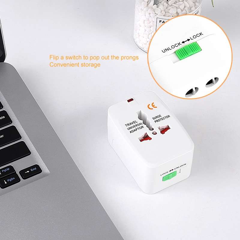 All in 1 (EU + AU + UK + US Plug) World Universal Travel Adaptor(White)