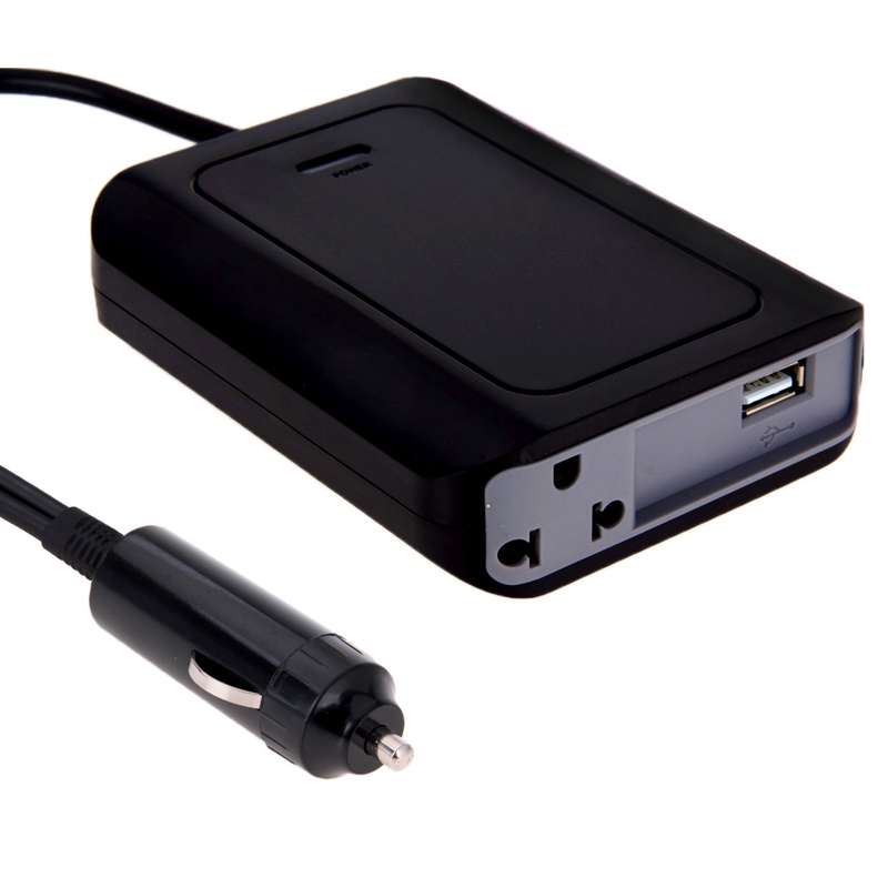DY-200N, 200W DC 12V to AC Car Power Inverter with 500mA USB Port & EU / US Power Socket(Black)