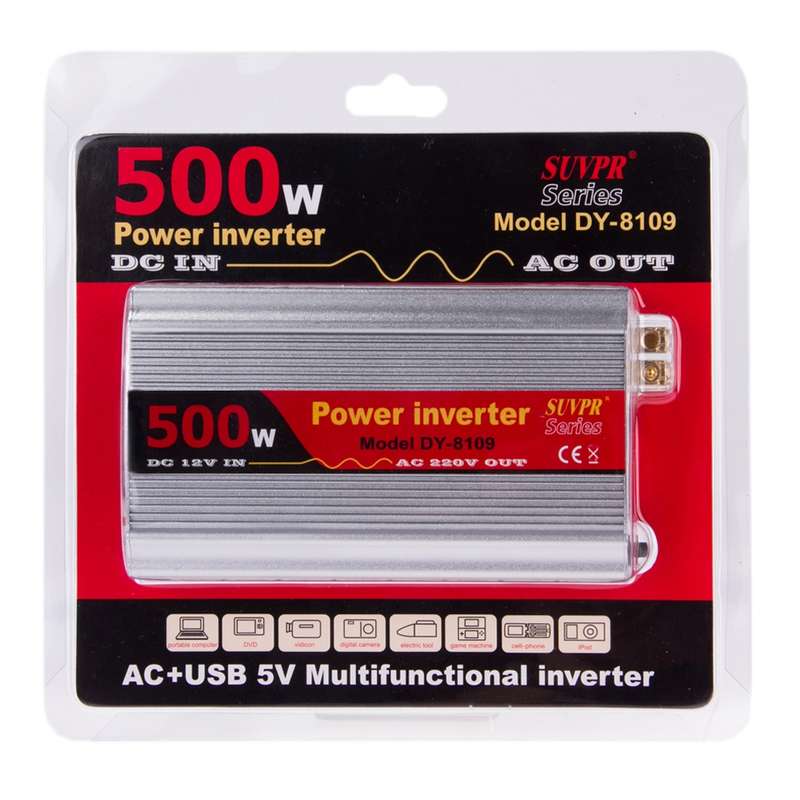 SUVPR DY-8109 500W DC 12V to AC 220V Car Power Inverter with 500mA USB Port & Universal Power Socket