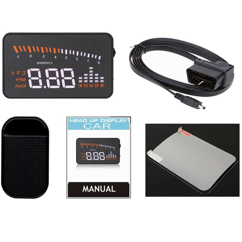 X5 HUD 3 inch Universal Multi Car Head Up Display with OBDII EOBD System, Light Sensors, Rotation Sp