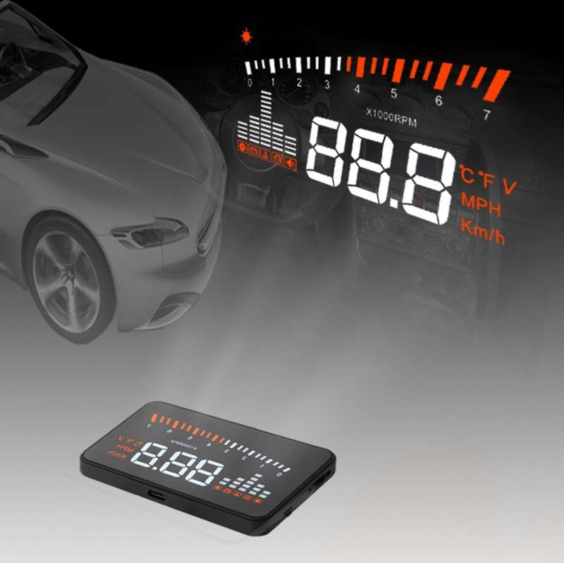 X5 HUD 3 inch Universal Multi Car Head Up Display with OBDII EOBD System, Light Sensors, Rotation Sp