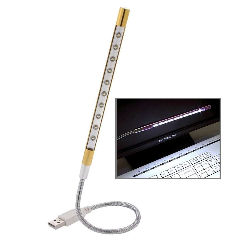 10-LED Portable Ultra Bright USB LED Light(Black)