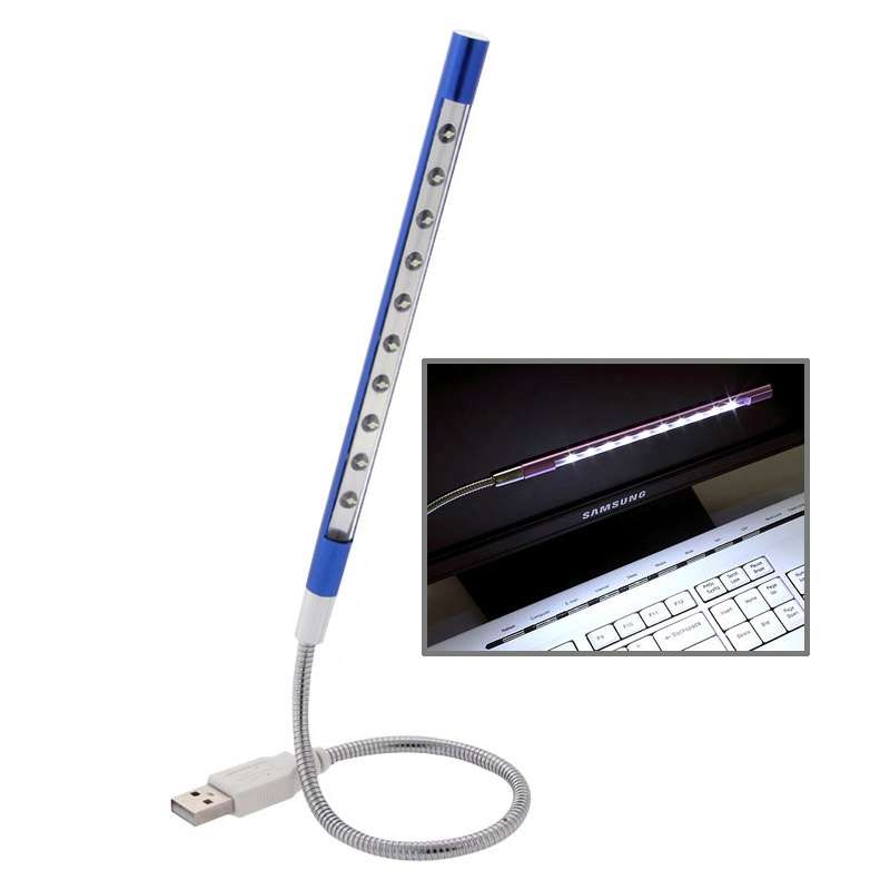 10-LED Portable Ultra Bright USB LED Light(Black)