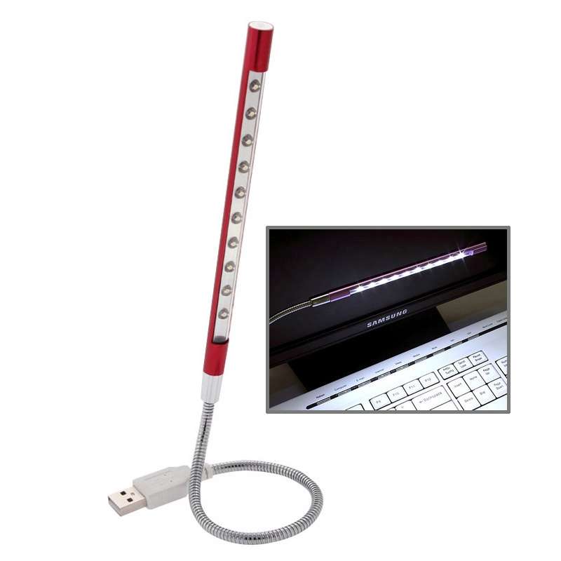 10-LED Portable Ultra Bright USB LED Light(Black)