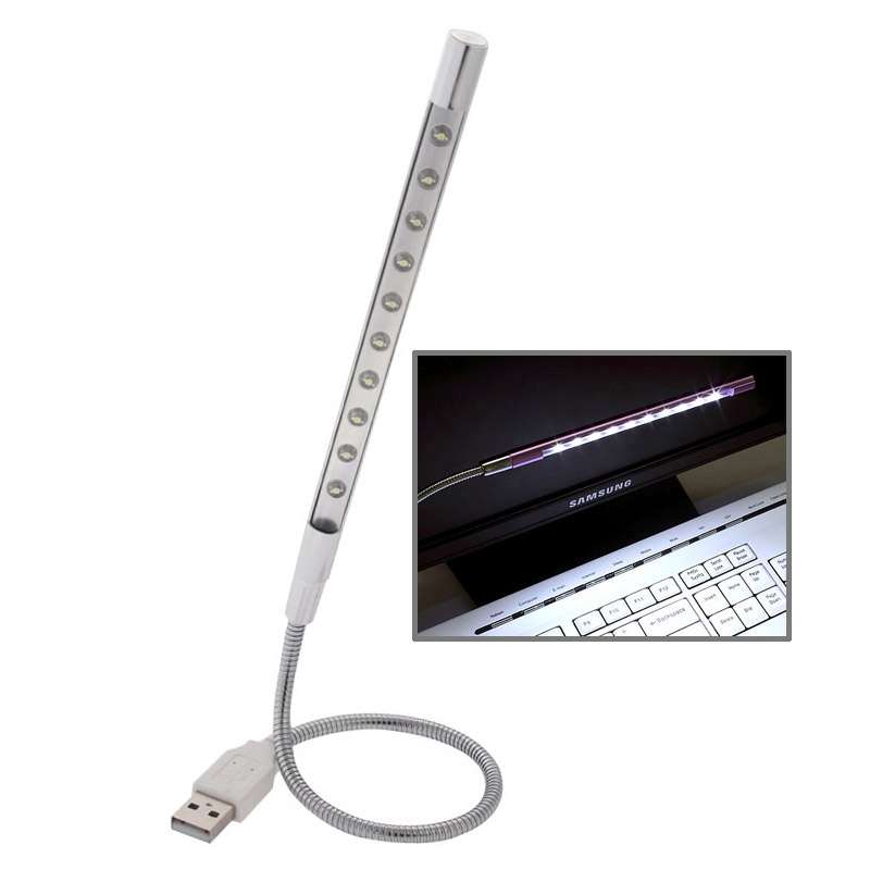 10-LED Portable Ultra Bright USB LED Light(Gold)