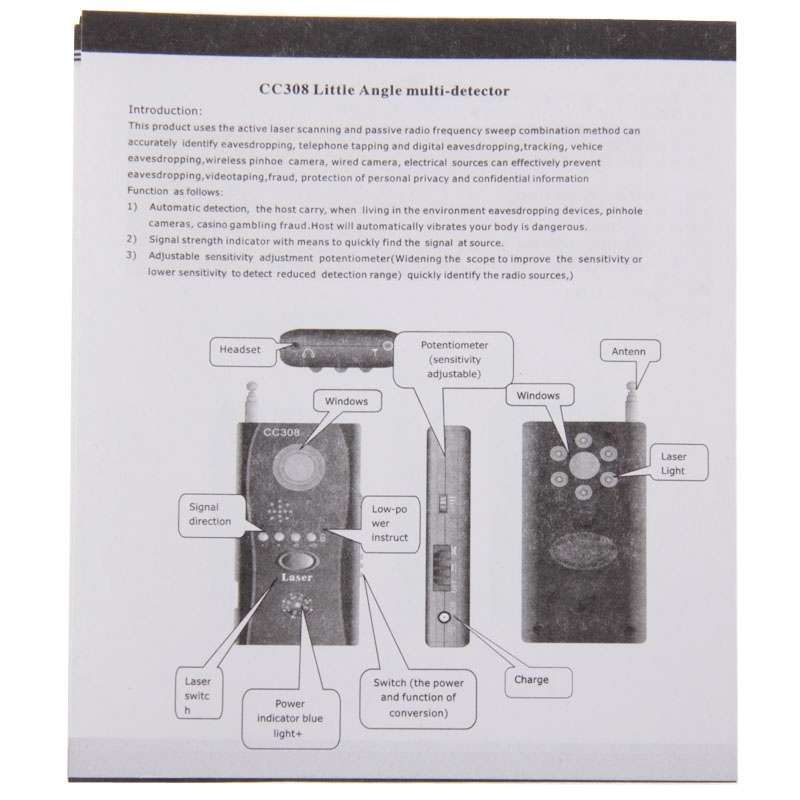 CC308+ Multi Wireless Camera Lens Detector Radio Wave Signal Detect Full-range RF GSM Device Finder(