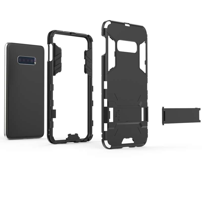 Shockproof PC + TPU Case for Galaxy S10e, with Holder(Navy Blue)
