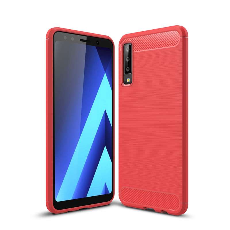 For Galaxy A7 (2018) / A750 Brushed Carbon Fiber Texture TPU Shockproof Anti-slip Soft Protective Ba