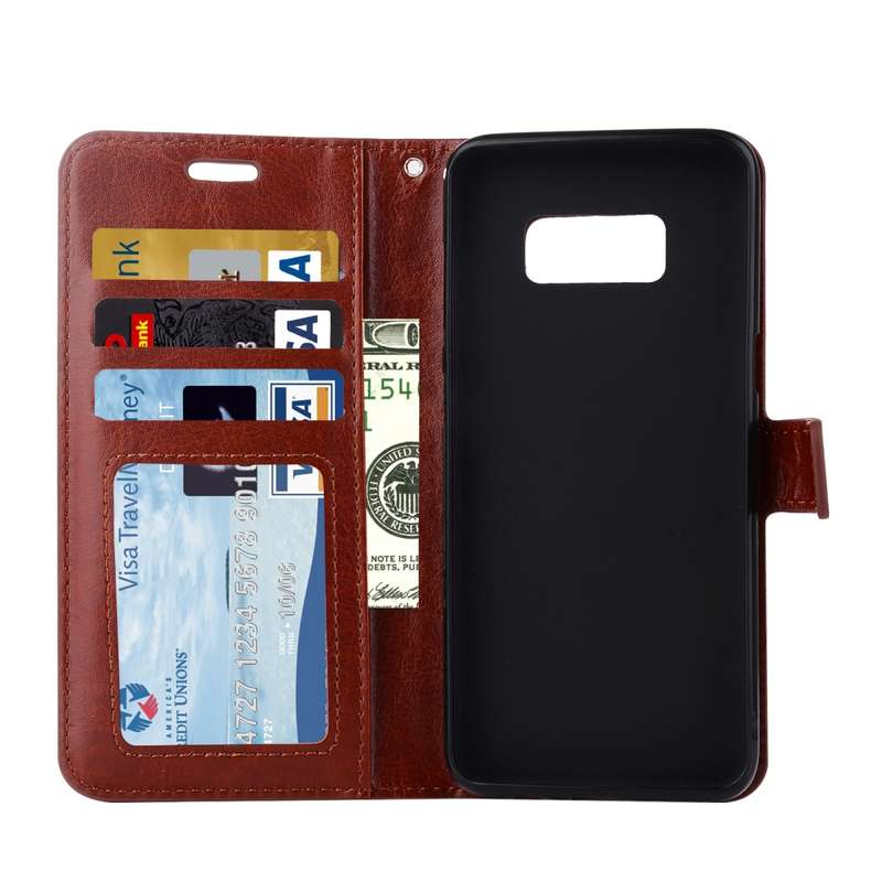 For Galaxy S8 Retro Crazy Horse Texture Horizontal Flip Leather Case with Holder & Card Slots & Wall