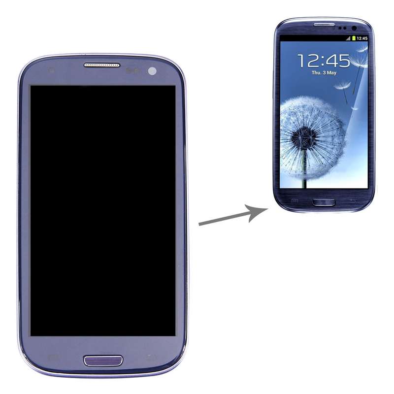 LCD Display (4.65 inch TFT) + Touch Panel with Frame for Galaxy SIII / i9300 (Pebble Blue)