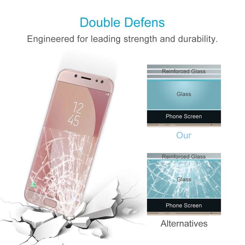 100 PCS 0.26mm 9H 2.5D Arc Edge Tempered Glass Film for Galaxy J7 Pro / J730