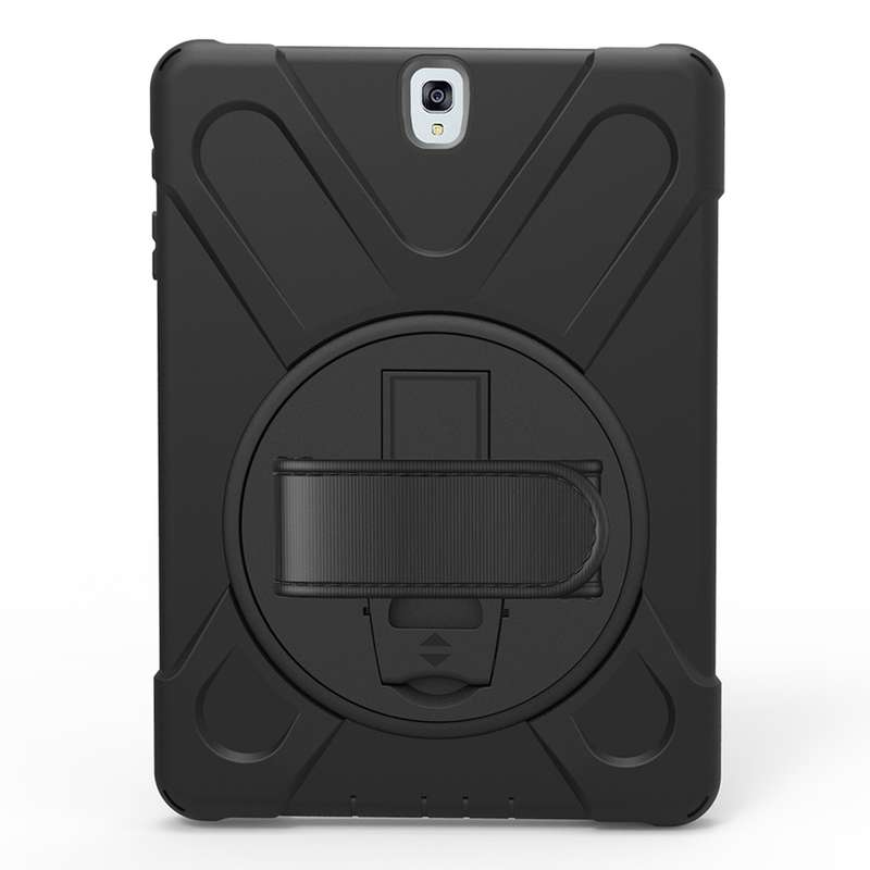 For Galaxy Tab S3 9.7 inch T820 360 Degree Rotation PC + Silicone Protective Case with Holder & Hand