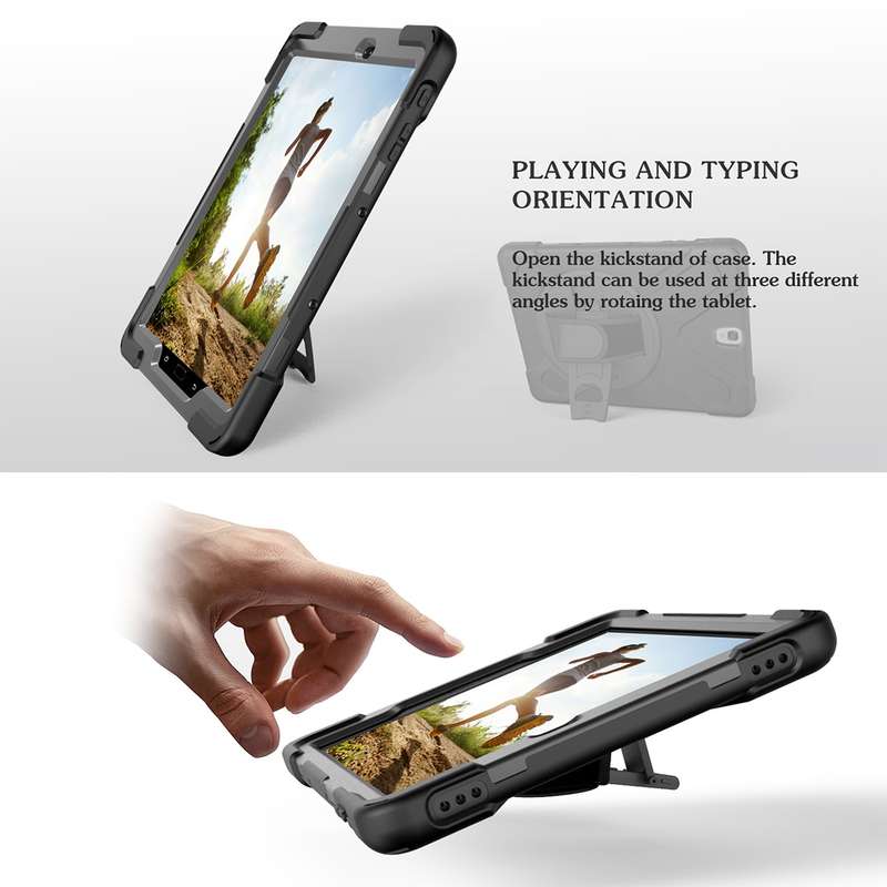 For Galaxy Tab S3 9.7 inch T820 360 Degree Rotation PC + Silicone Protective Case with Holder & Hand