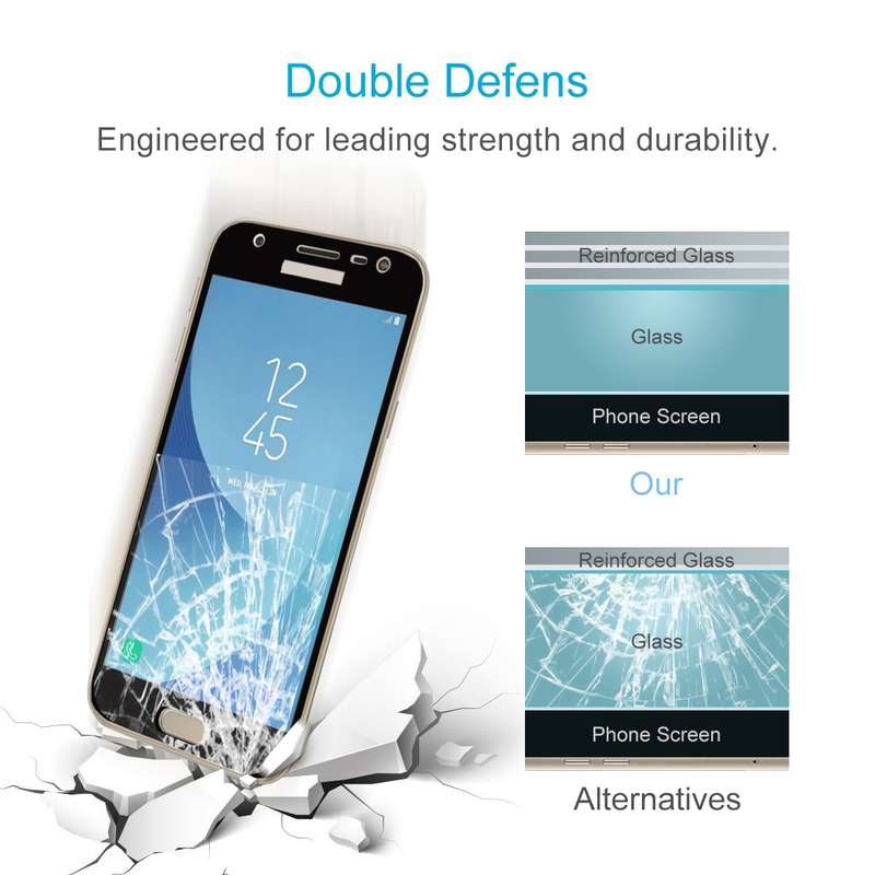 For Galaxy J3 (2017) (EU Version) 0.26mm 9H Surface Hardness 2.5D Curved Silk-screen Full Screen Tem