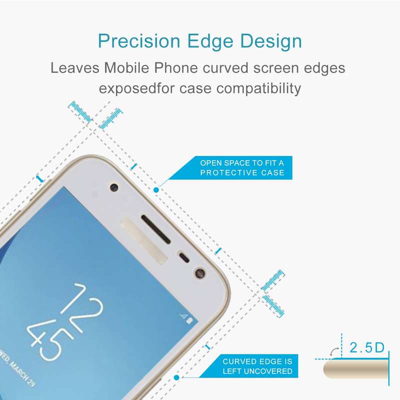 For Galaxy J3 (2017) (EU Version) 0.26mm 9H Surface Hardness 2.5D Curved Silk-screen Full Screen Tem
